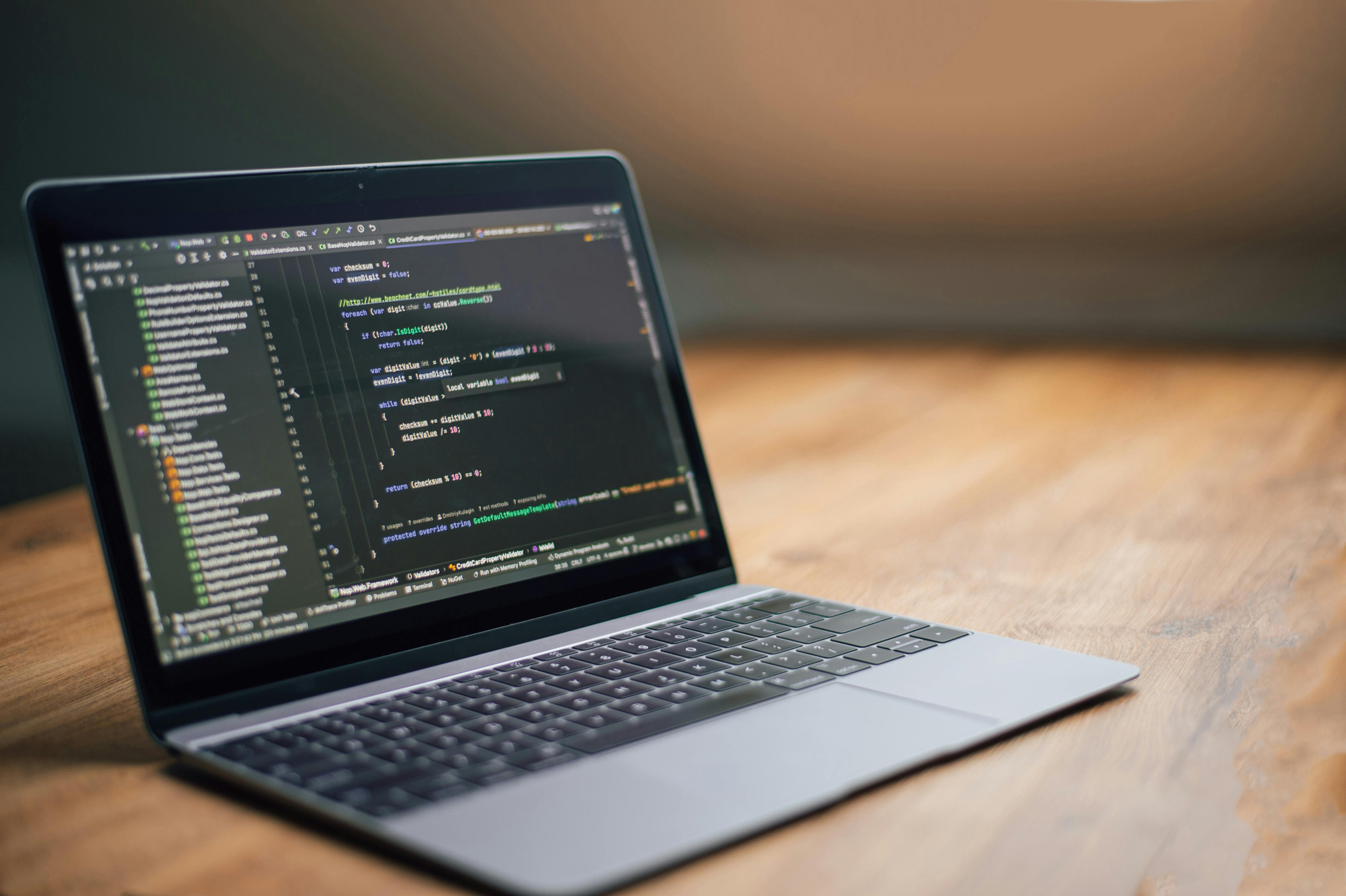 Laptop with code on screen